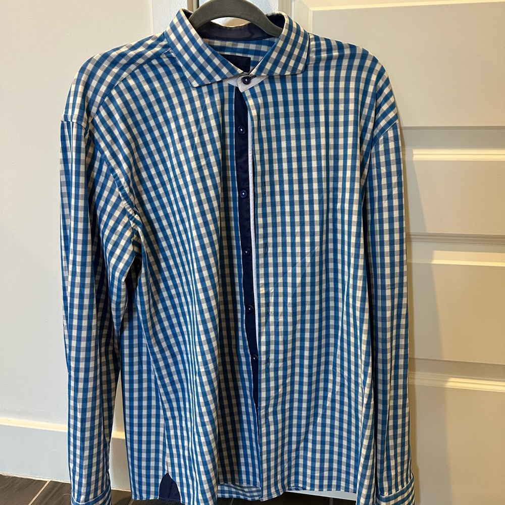 Maceoo Large Blue Performance Button Down